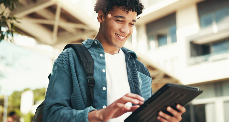 student using tablet